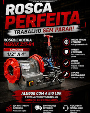 Rosqueadeira Elétrica Para Tubos Galvanizados BSPT AC e NPT AC (Monofásica - 220 V)
